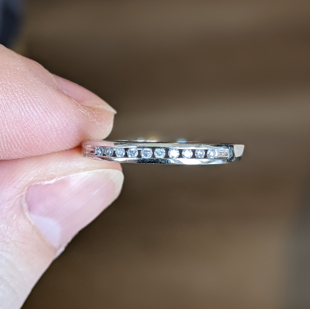 10K White Gold Diamond Channel Set Half Eternity Ring - Picture 6 of 15